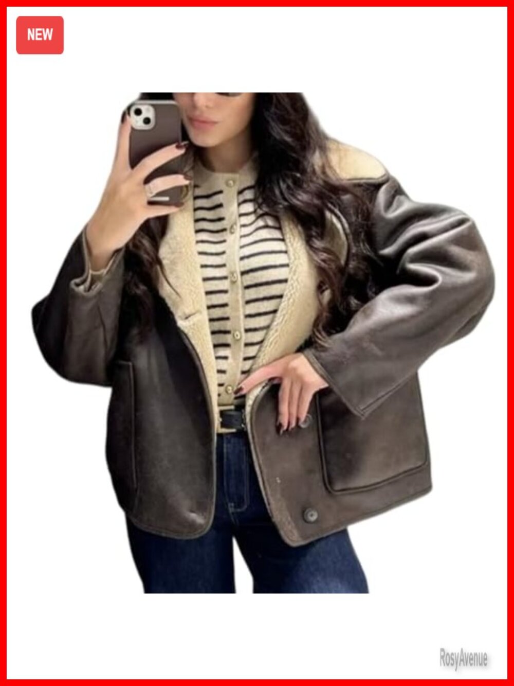 Faux Suede Fleece Lined Oversized Trucker Jacket
